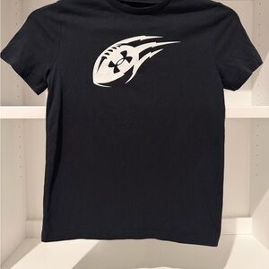 Under Armour Black Tee with White Logo- Youth Medium- Like New